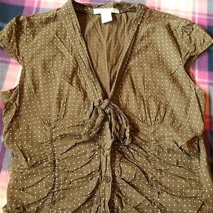 Brown polka dot blouse